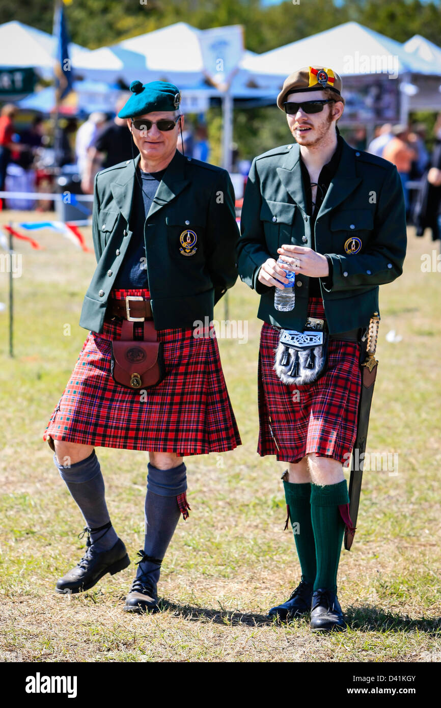 Les hommes en kilts au Sarasota en Floride Highland Games Photo Stock