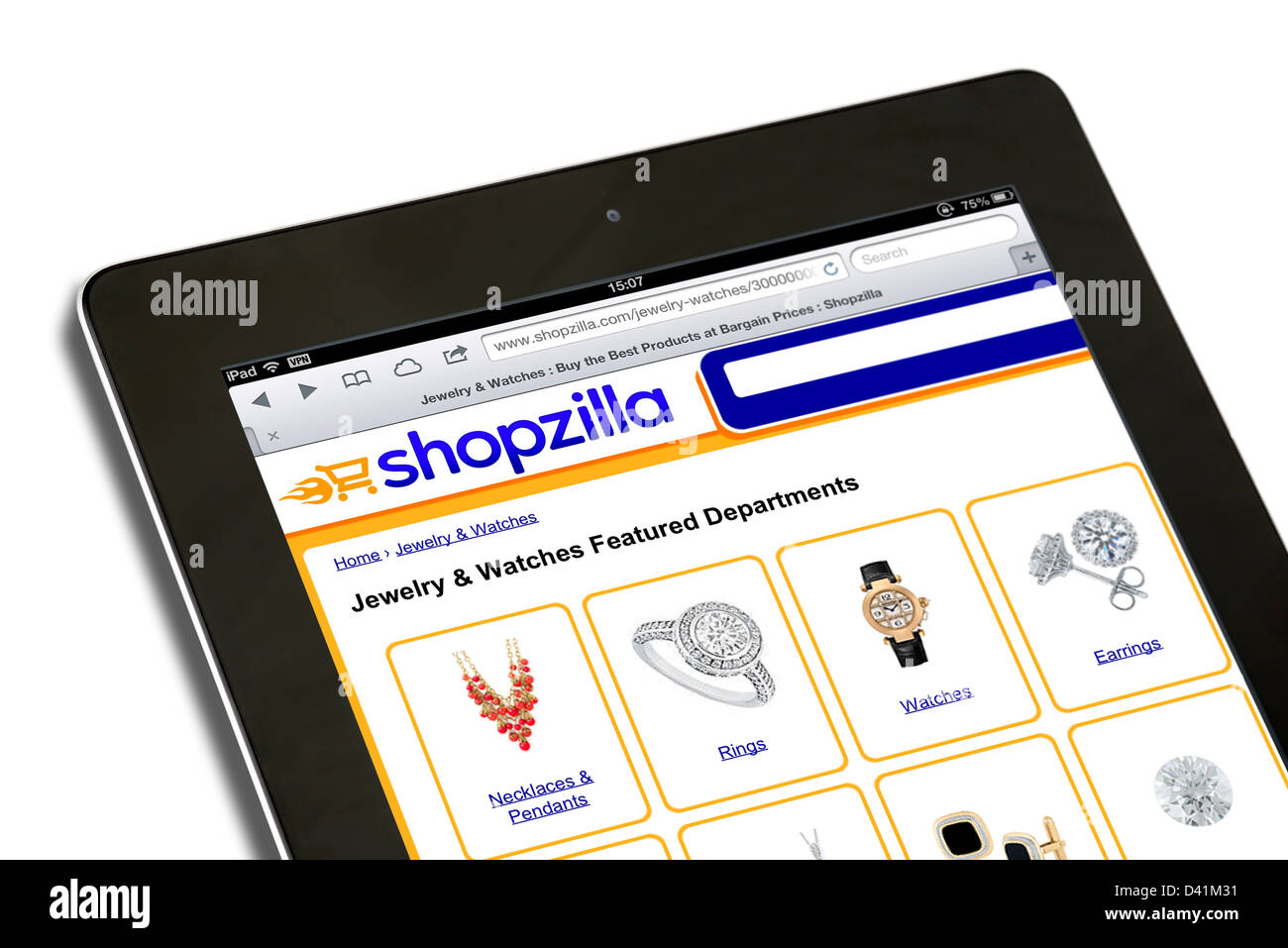 Le site de comparaison de prix Shopzilla vue sur un iPad 4, USA Banque D'Images