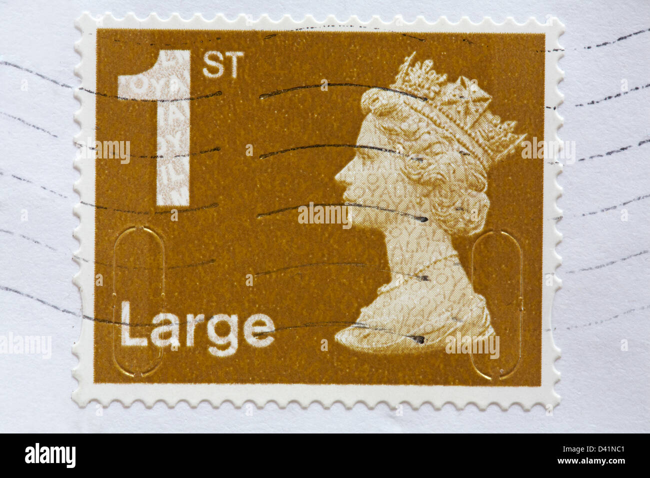 Poster Grande enveloppe brune avec des timbres de première classe 