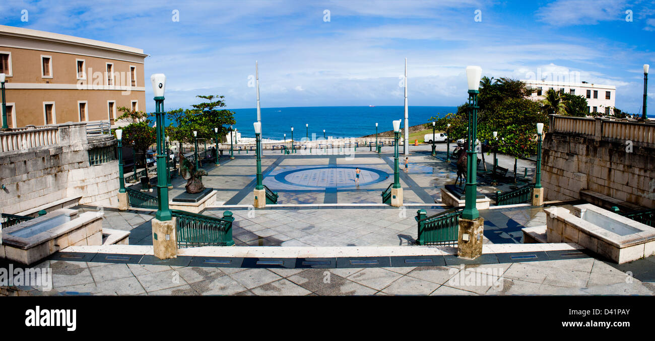 Panorama de la Plaza San Jose, San Juan Puerto Rico Banque D'Images