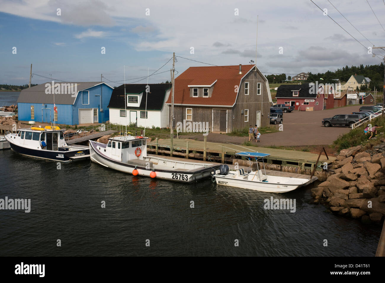 Bateaux amarrés dans le port de Stanley Bridge, Prince Edward Island Banque D'Images