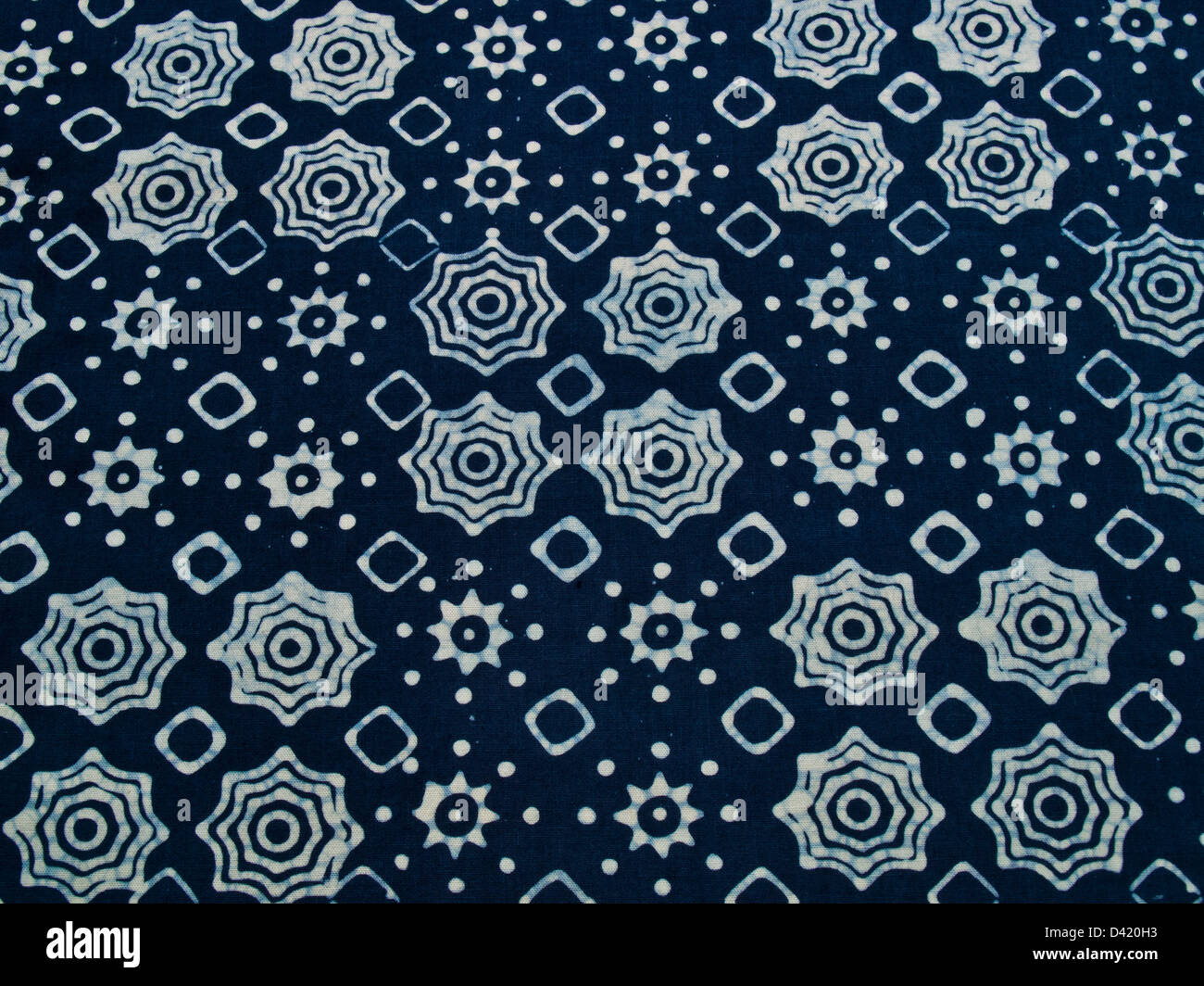 Tissu batik bleu avec motif de répétition comme arrière-plan de Yogyakarta, Indonésie Banque D'Images