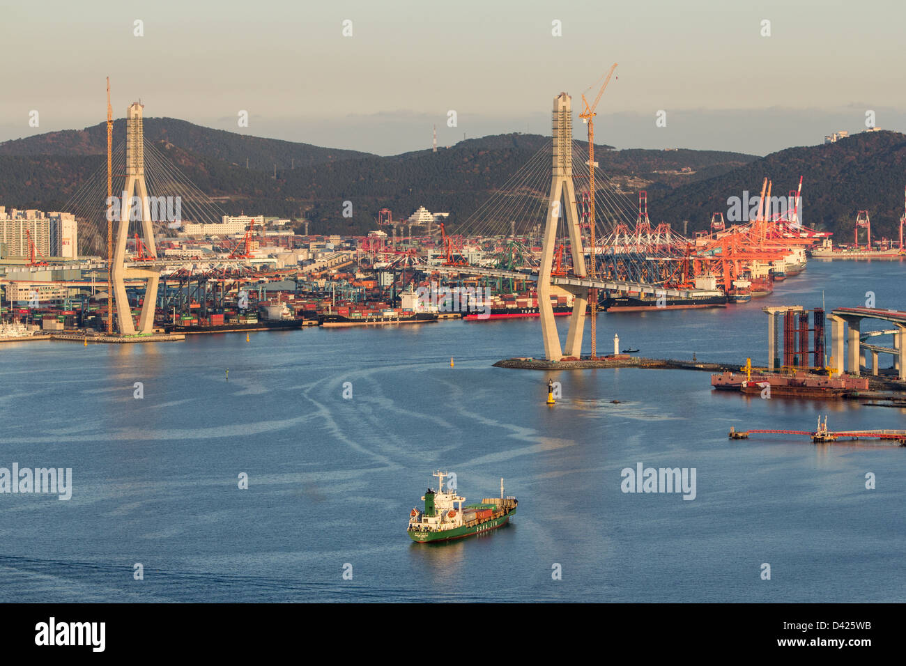 Vue de la baie de la région métropolitaine de la ville de Busan, Corée du Sud Banque D'Images