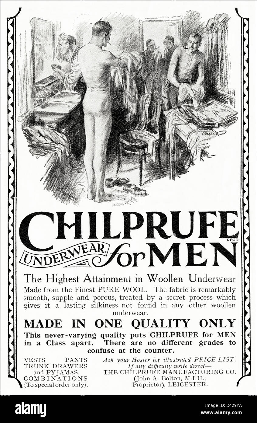 Vintage des années 1920 Publicité imprimée à partir de l'anglais country  gentleman's la publicité de journal CHILPRUFE sous-vêtements en laine pour  hommes Photo Stock - Alamy