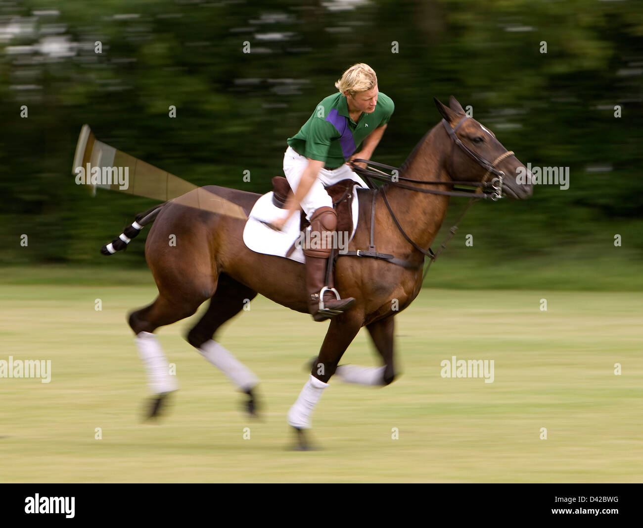 Polo player un tir à cheval Banque D'Images