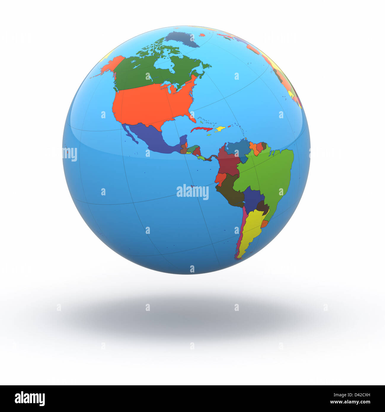 Monde politique globe on white background isolés. 3d Banque D'Images