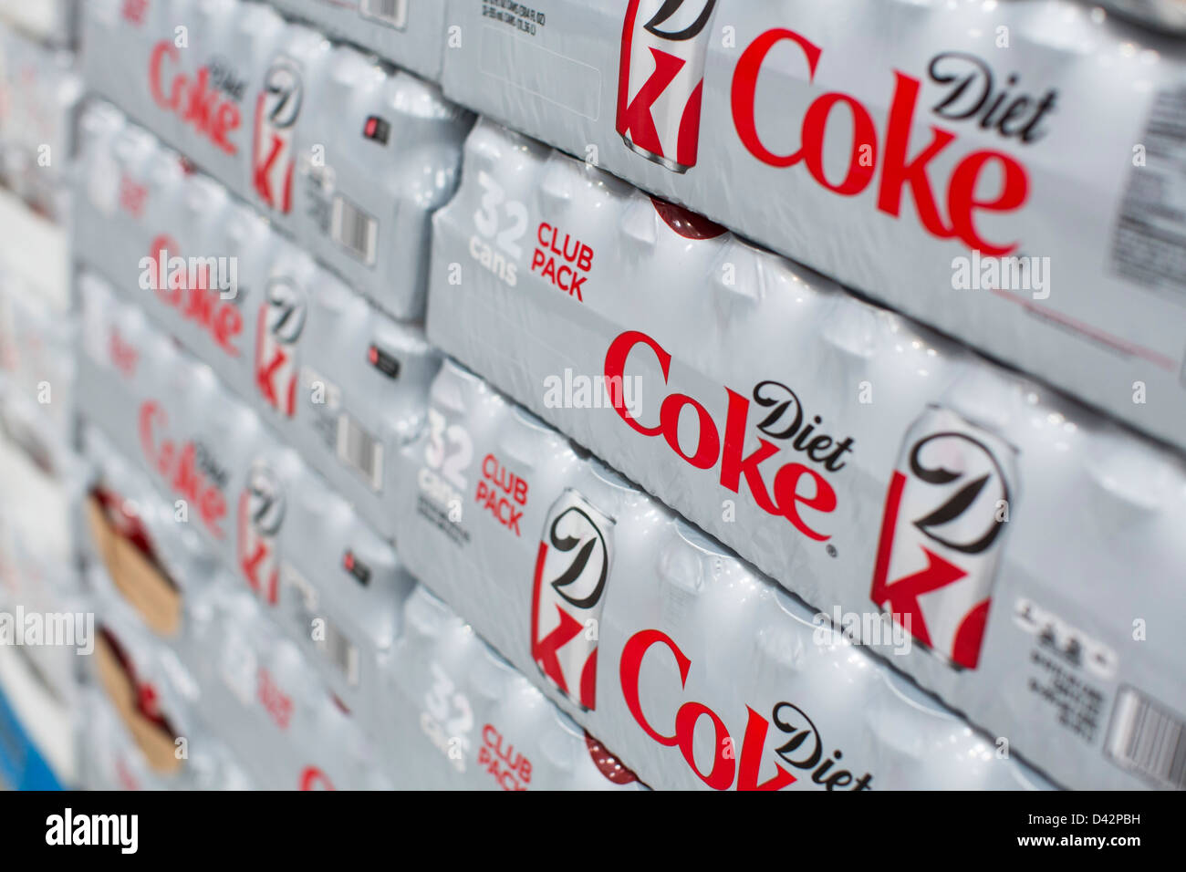 Diet Coke sur l'affichage à un entrepôt Costco Wholesale Club. Banque D'Images
