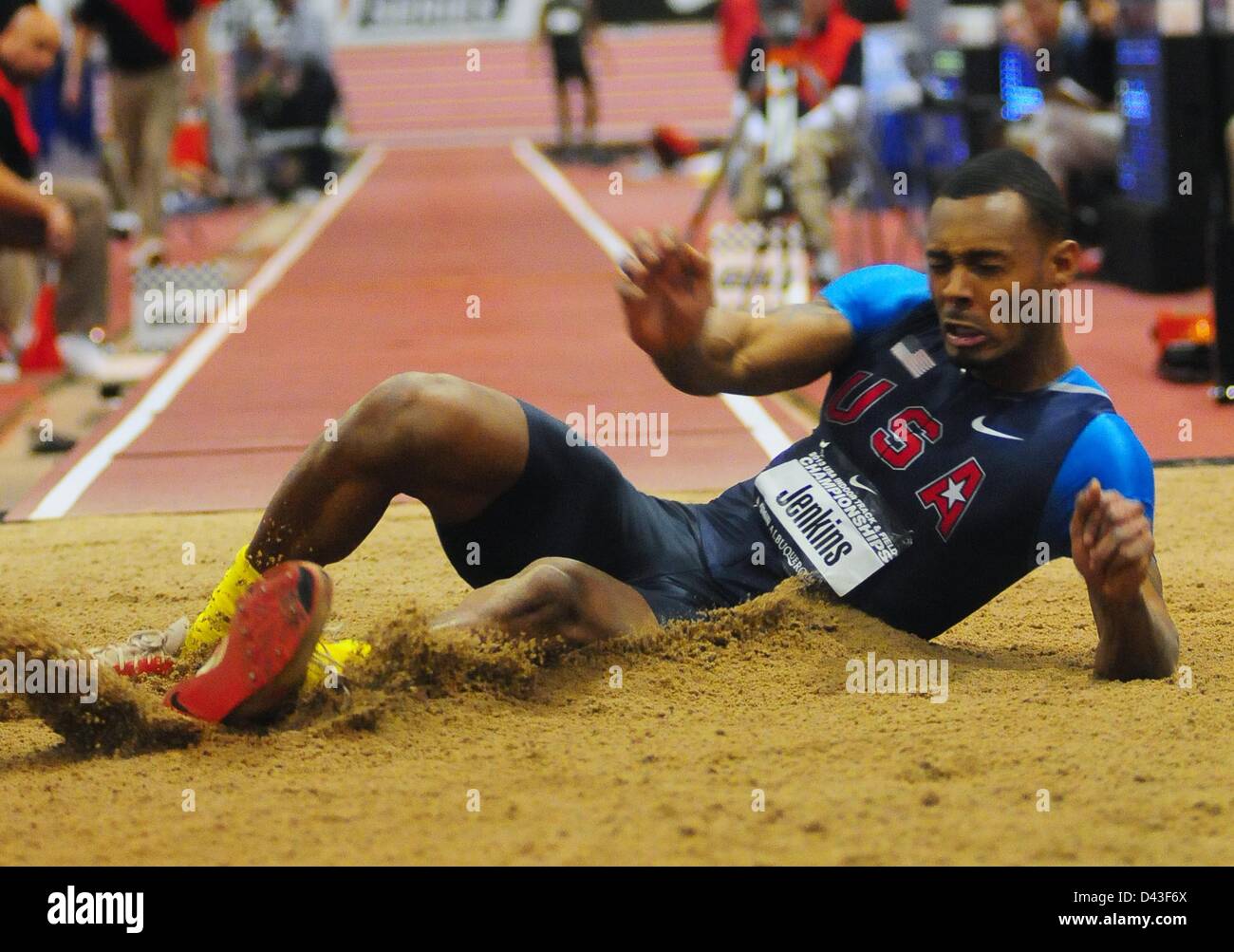 3 mars 2013 - Albuquerque, NM, États-Unis - 030313 .James Jenkins, <cq >, participe à l'Hommes Triple saut lors de la USA Indoor Track and Field Championships tenue à l'Albuquerque Convention Center le dimanche 3 mars ,2013 (crédit Image : © Adolphe Pierre-Louis/Albuquerque Journal/ZUMAPRESS.com) Banque D'Images