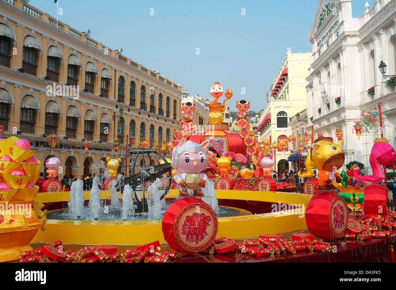 Décorations du Nouvel An chinois à Macao de la Vieille-Ville, Macao, Chine Banque D'Images