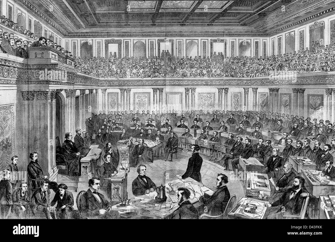 Le Sénat en haute cour de justice pour le procès de Andrew Johnson, 1868 Banque D'Images