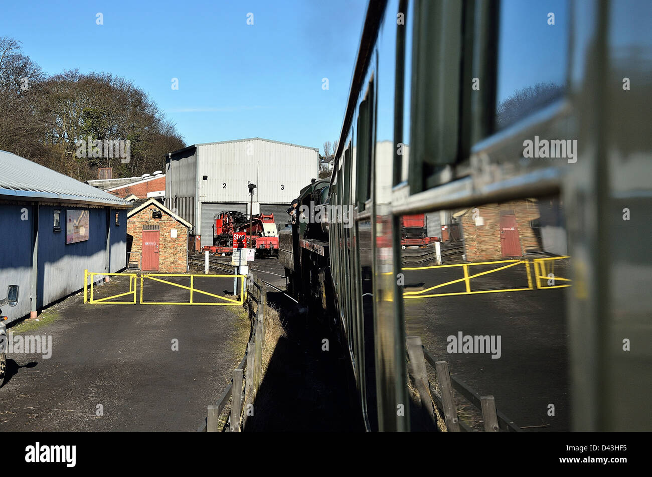 En passant par Grosmont chantier de réparation. Banque D'Images