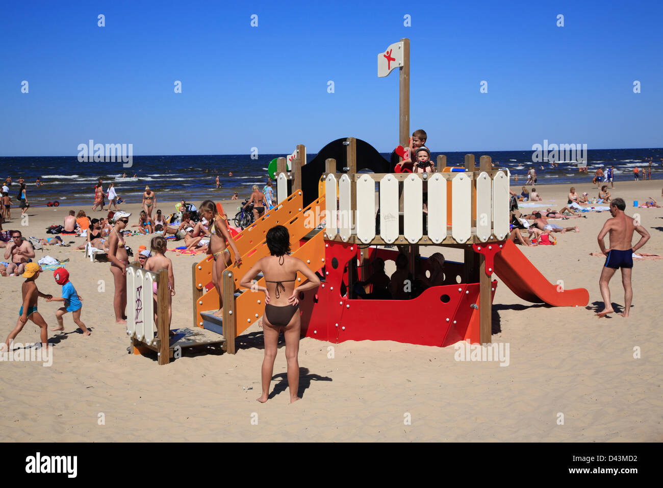 Majori, Jurmala, plage de la mer baltique, Riga, Lettonie Banque D'Images