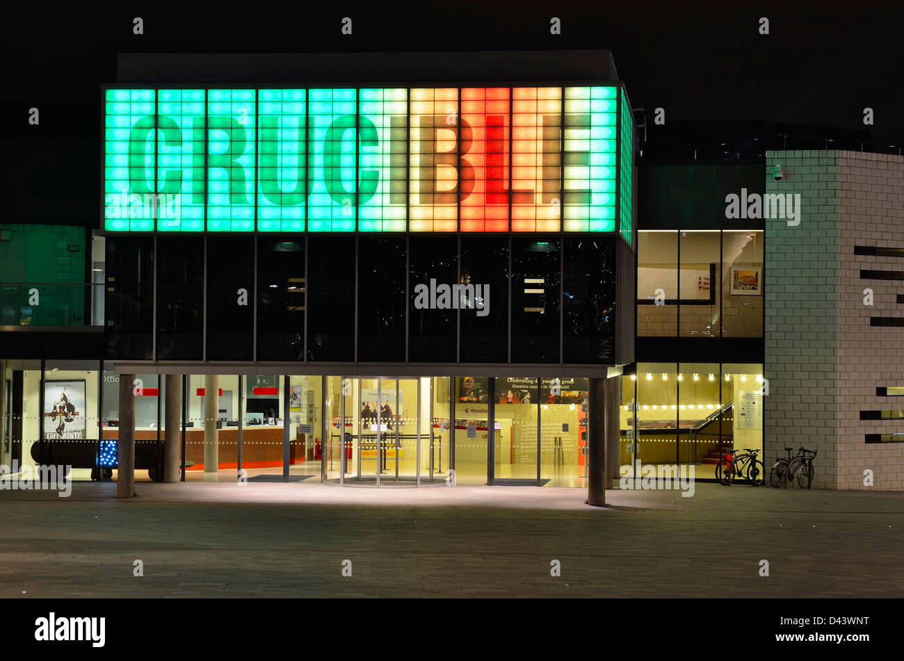 Théâtre Crucible de nuit - Sheffield, England, UK Banque D'Images