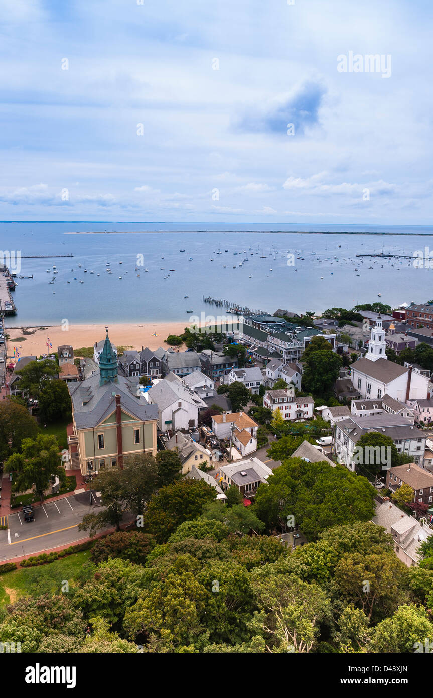 Aperçu de la ville et le port, Provincetown, Cape Cod, Massachusetts, USA Banque D'Images