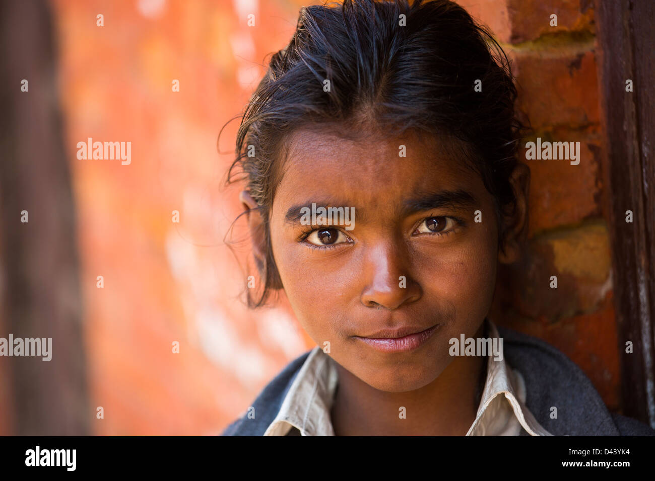 Jeune fille à Patan (Lalitpur), Katmandou, Népal Banque D'Images