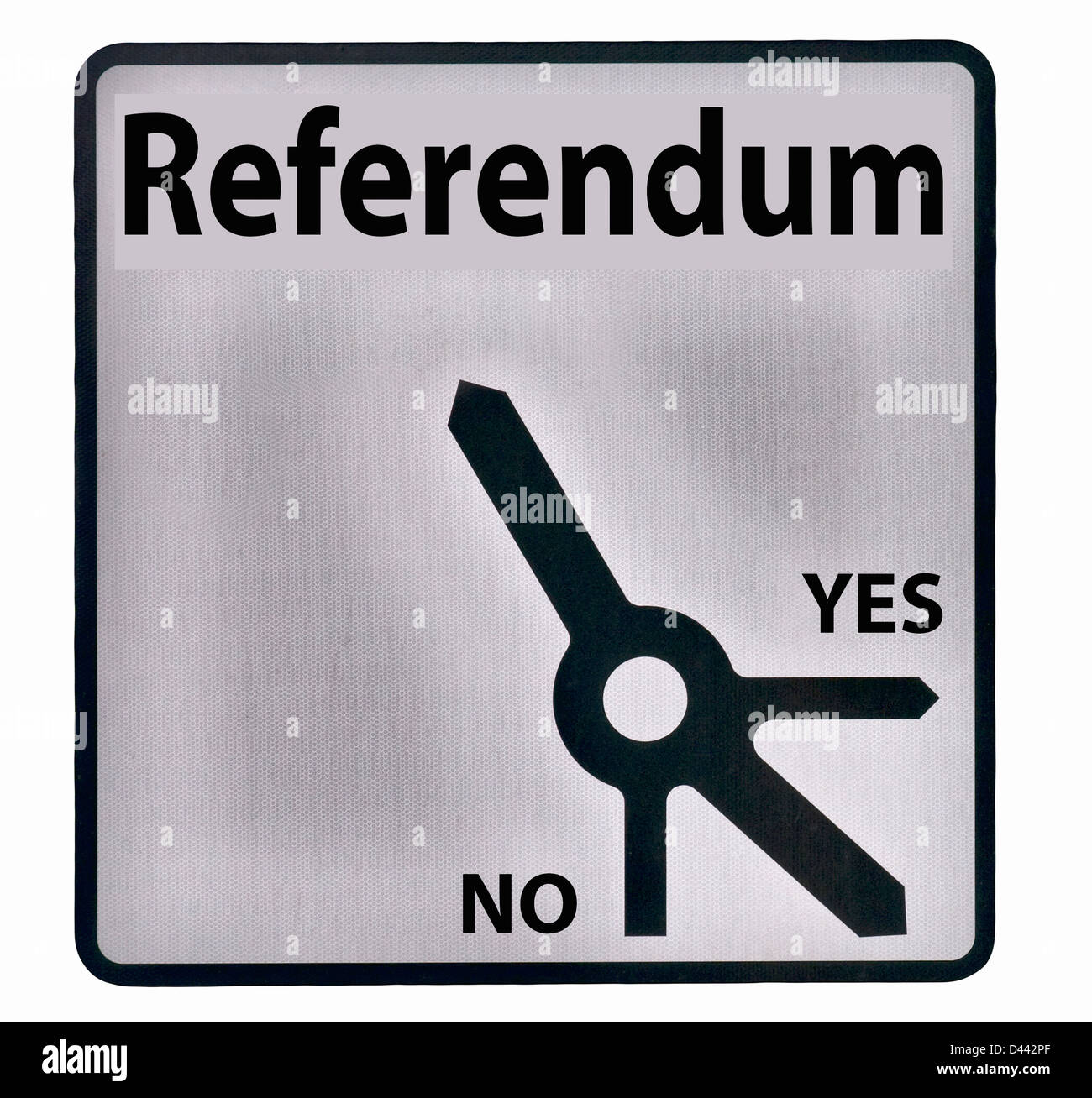 Le référendum, vote oui non Road Sign England UK (comprend le rond-point en détail) Banque D'Images