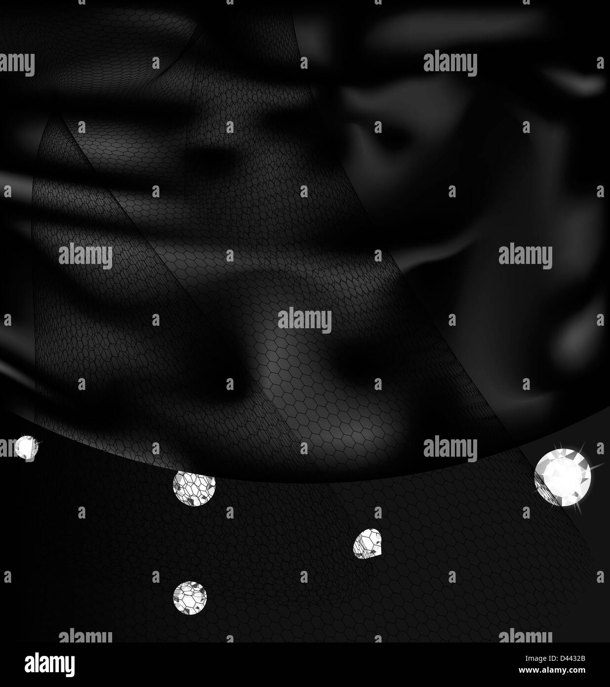 Une soie noire, un voile noir et blanc gems Banque D'Images