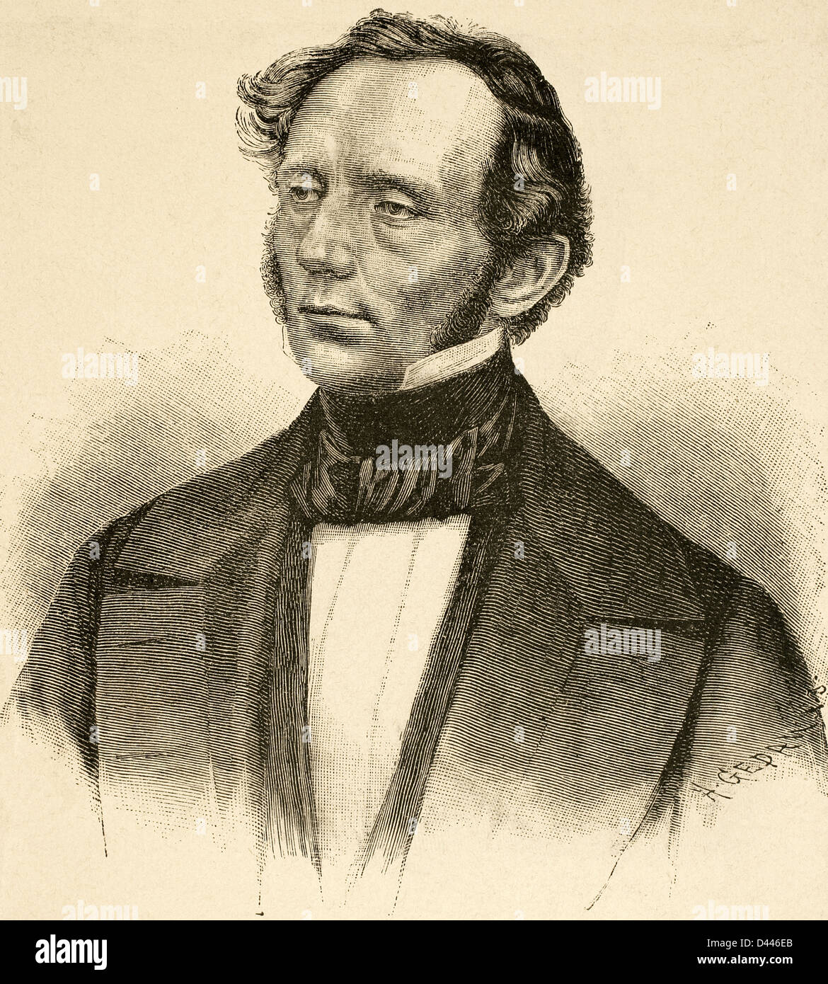 Hermann von Beckerath (1801-1870). Politicien prussien et banquier. La gravure à l'histoire du monde, 1885. Banque D'Images