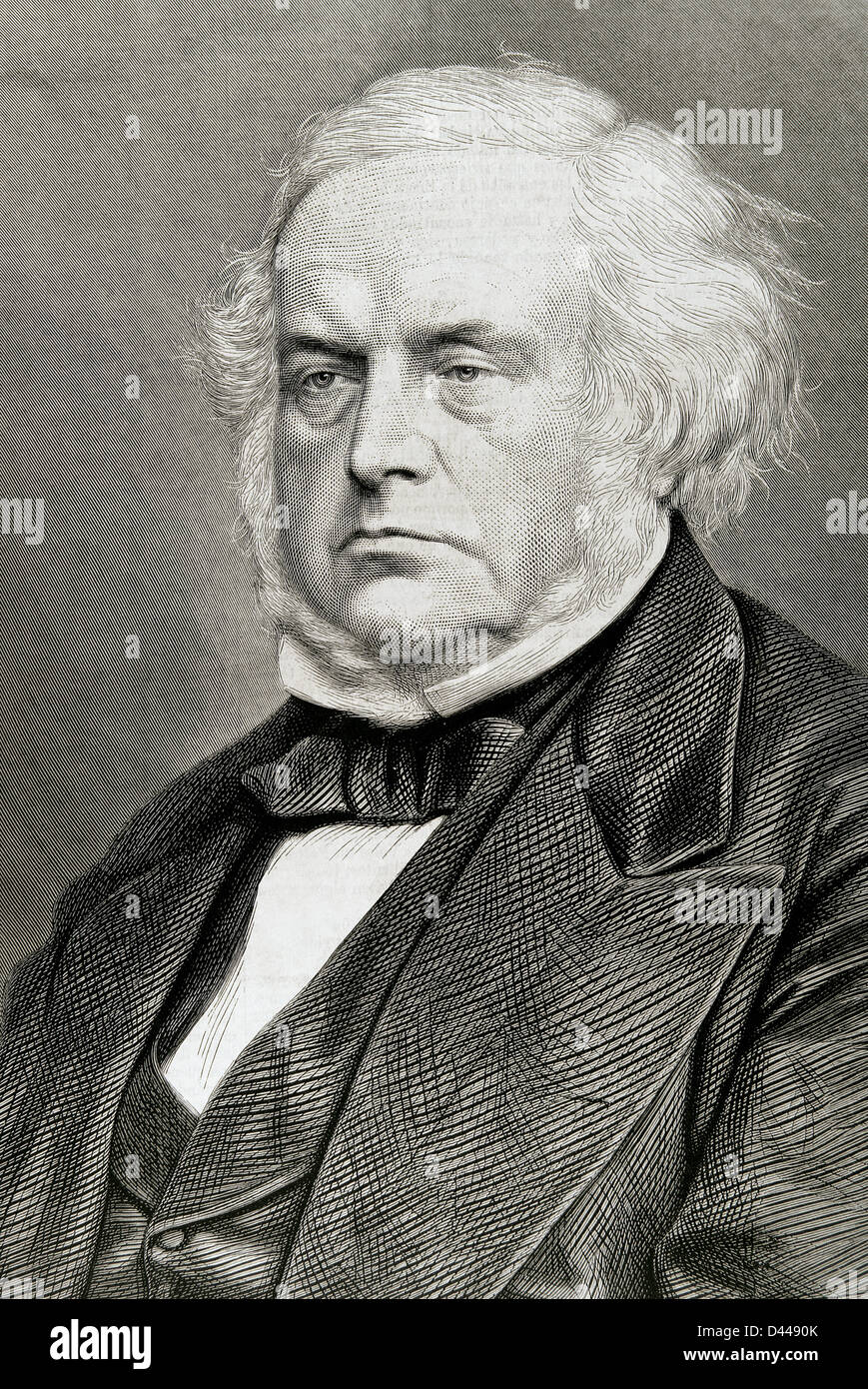 John Bright (1811-1889). Homme politique britannique, membre du parti libéral. La gravure. Banque D'Images