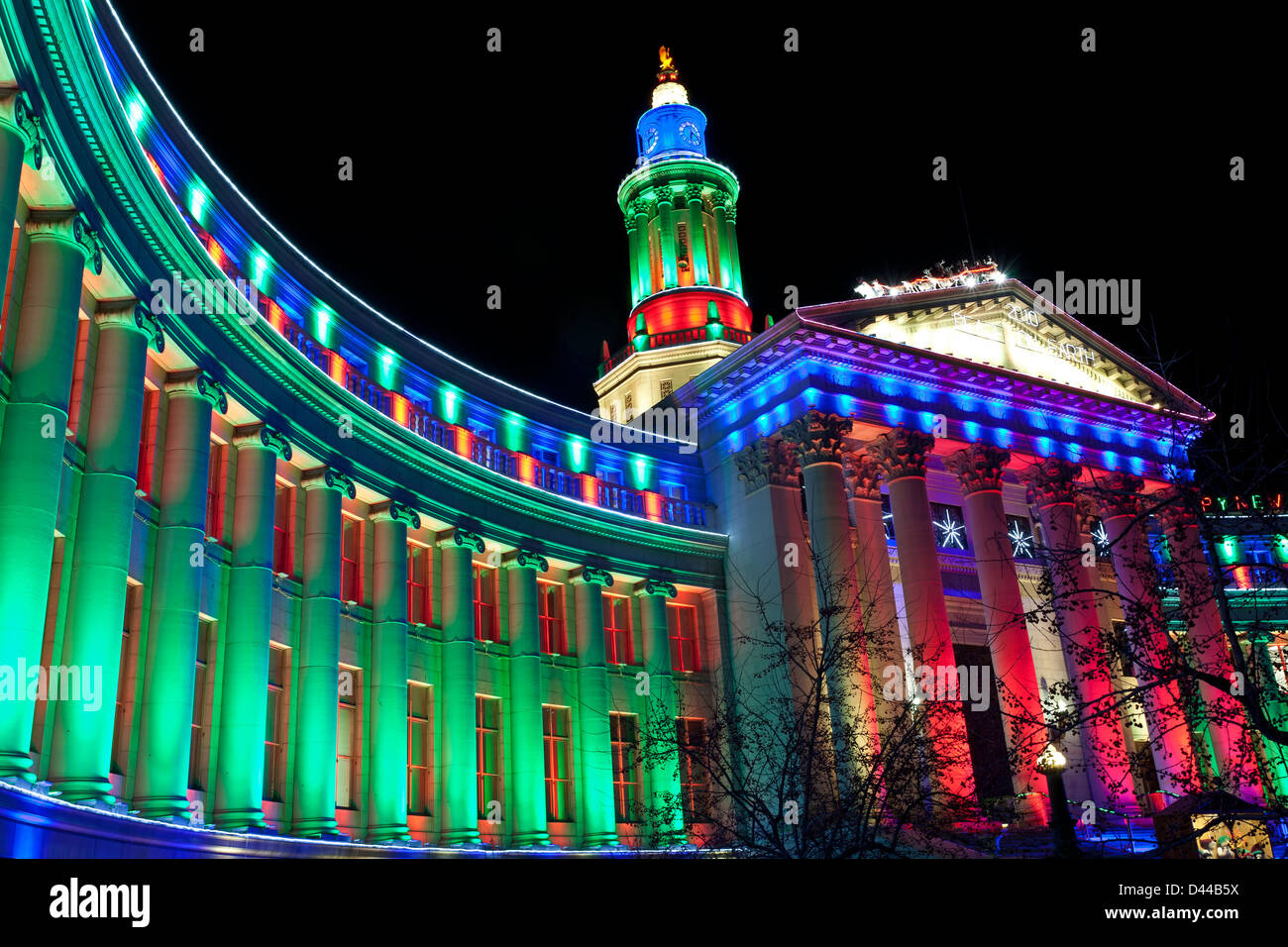 City and County Building décoré de lumières de Noël, Denver, Colorado USA Banque D'Images