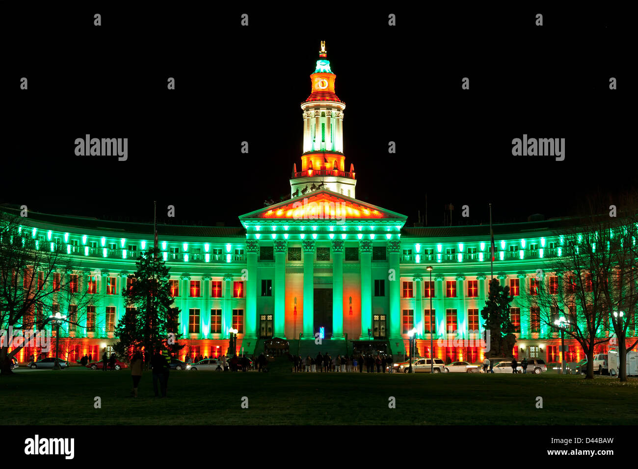 Denver City & County bâtiment décoré avec des lumières de Noël, Denver, Colorado USA Banque D'Images