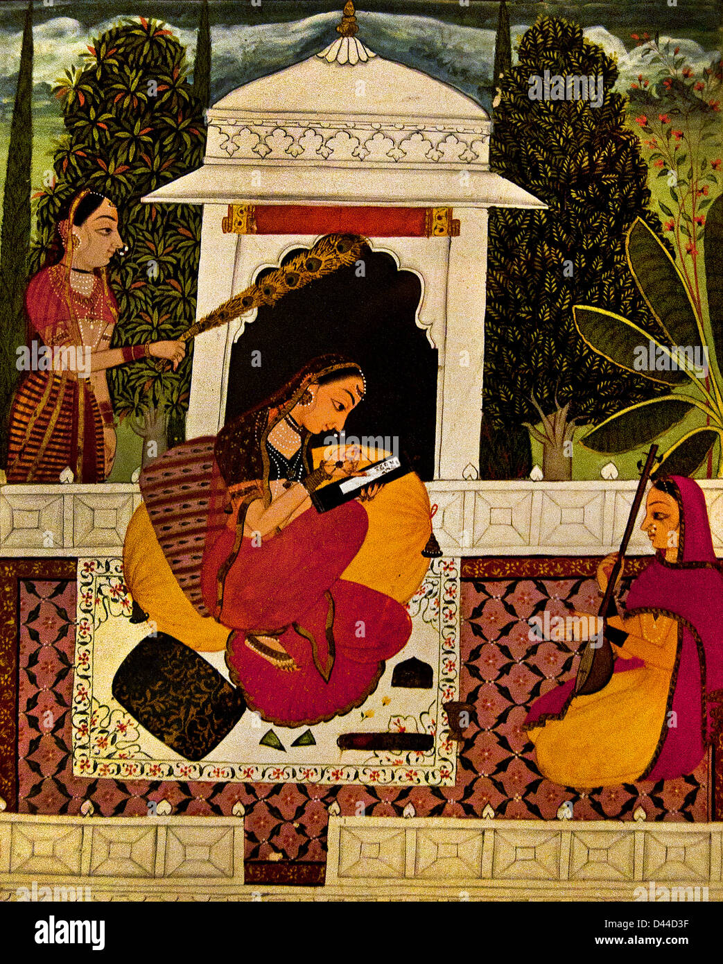 Radha écrit une lettre du Rajasthan Rajasthan Inde AD 1700 Banque D'Images