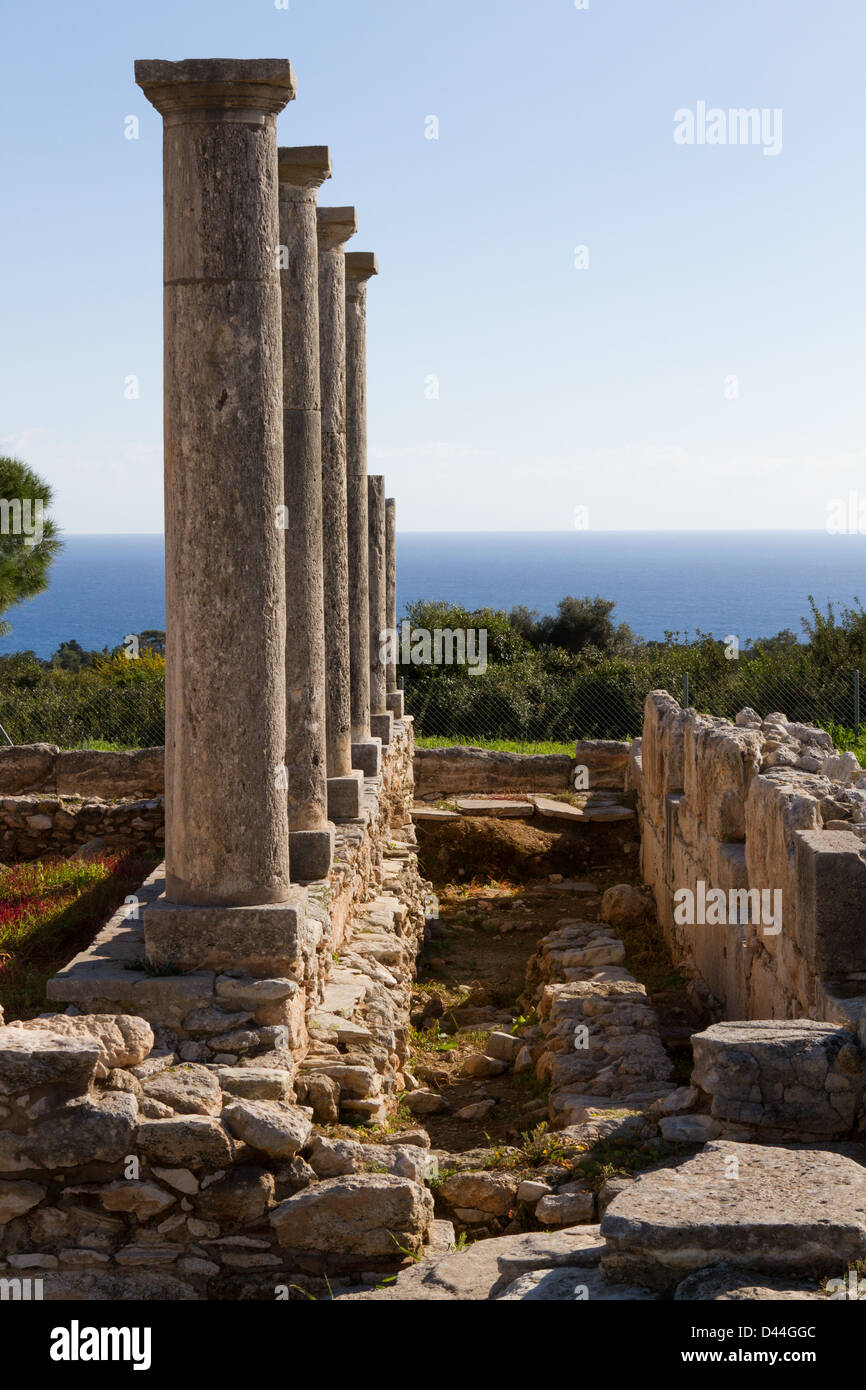 Colonnes dans le sanctuaire d'Apollon Hylates à Kourion, Chypre Banque D'Images