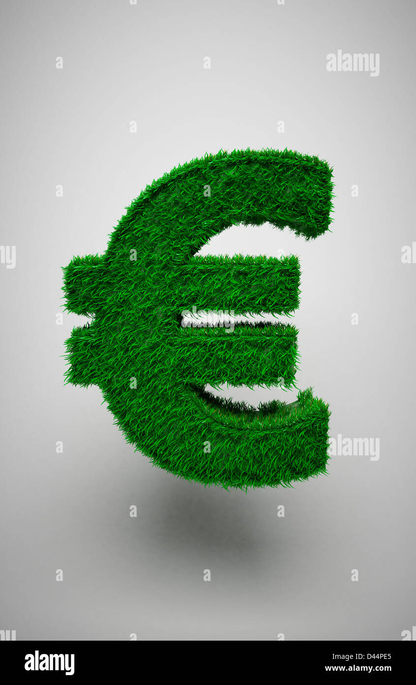 Signe euro rempli avec de l'herbe Banque D'Images