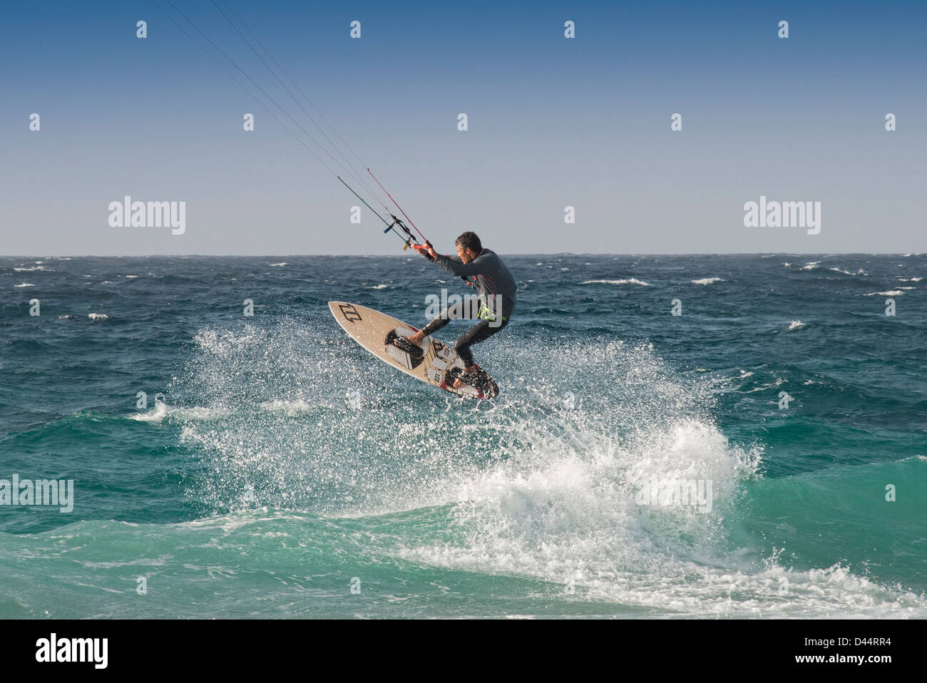 Kite surfer à Fuerteventura Canaries Banque D'Images