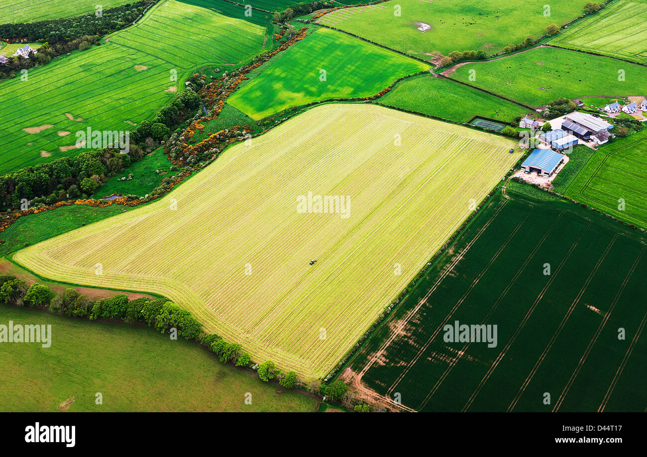 Ferme de l'air. Scottish Borders. La photographie aérienne. Les exploitations agricoles. Banque D'Images