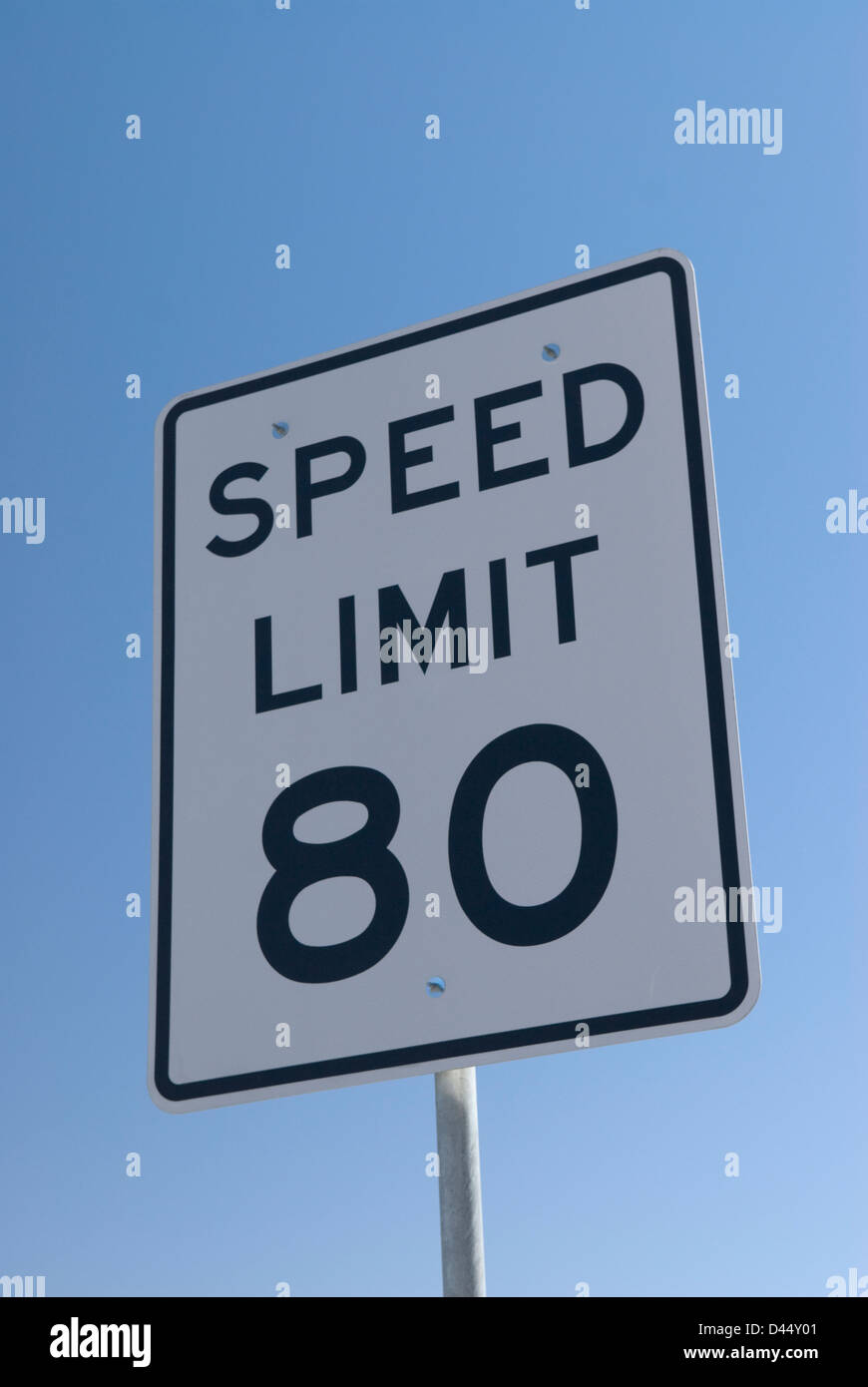 80 Limite de vitesse signer Texas USA. Banque D'Images