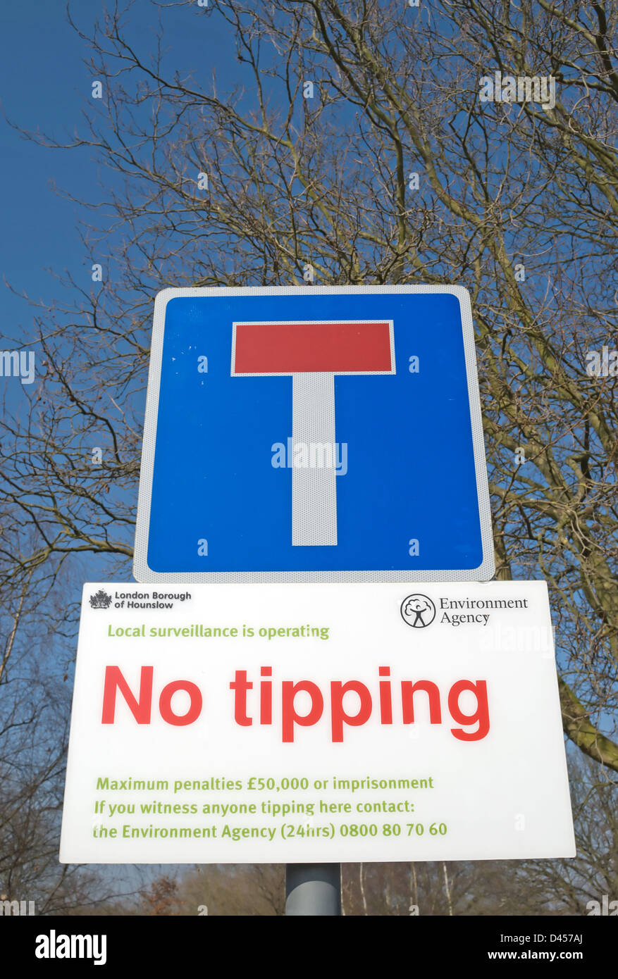 Pas de pourboires et non par le biais de la signalisation routière, Osterley, Middlesex, Angleterre Banque D'Images