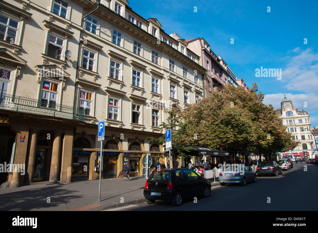 La rue Narodni nouvelle ville Prague République Tchèque Europe Banque D'Images