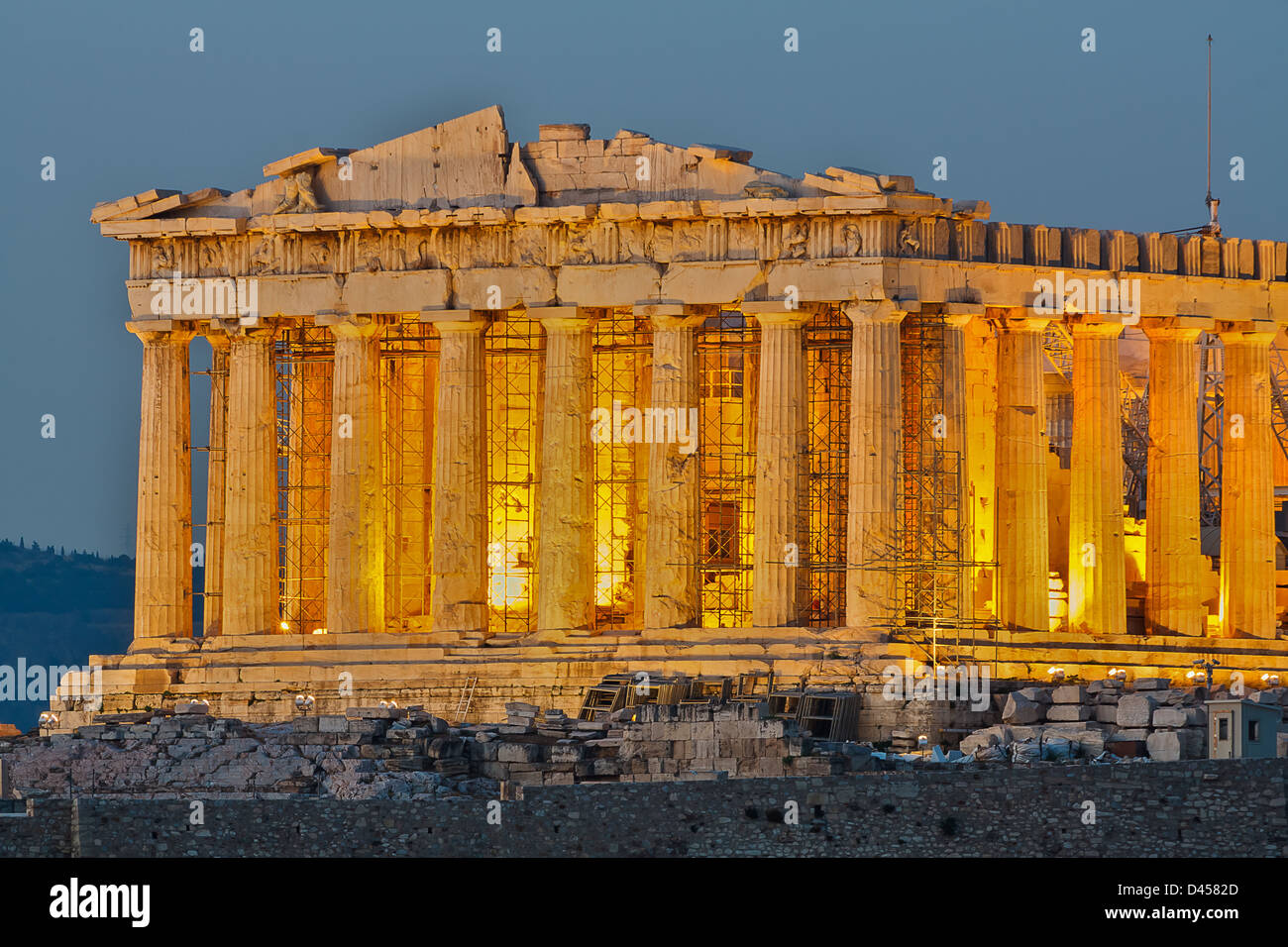 Détail du Parthénon sur l'acropole Banque D'Images