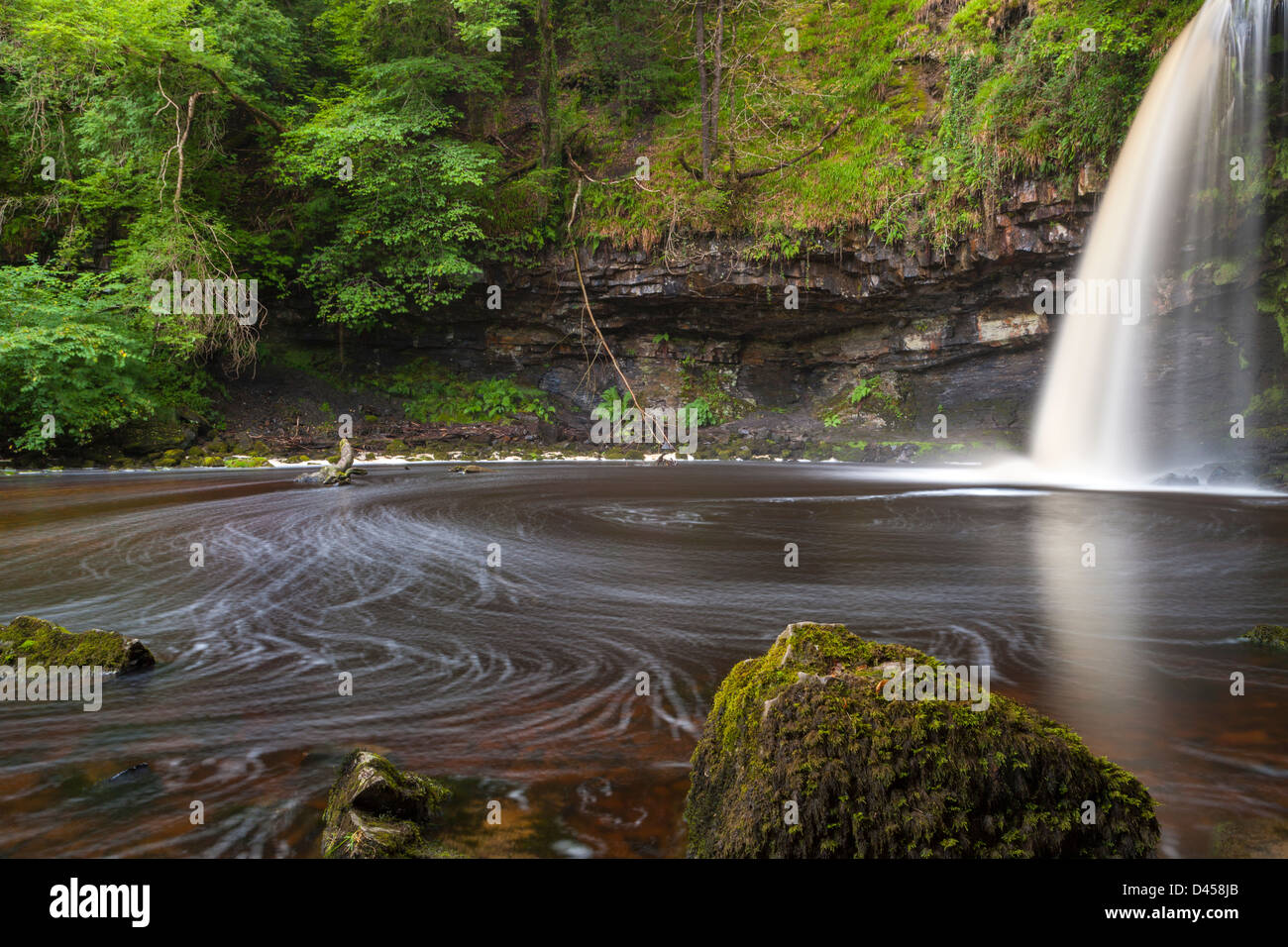 Sgwd Gwladys ou Lady Falls, Afon Pyrddin près de Pontneddfechan, parc national de Brecon Beacons, Powys, Pays de Galles, Royaume-Uni, Europe. Banque D'Images