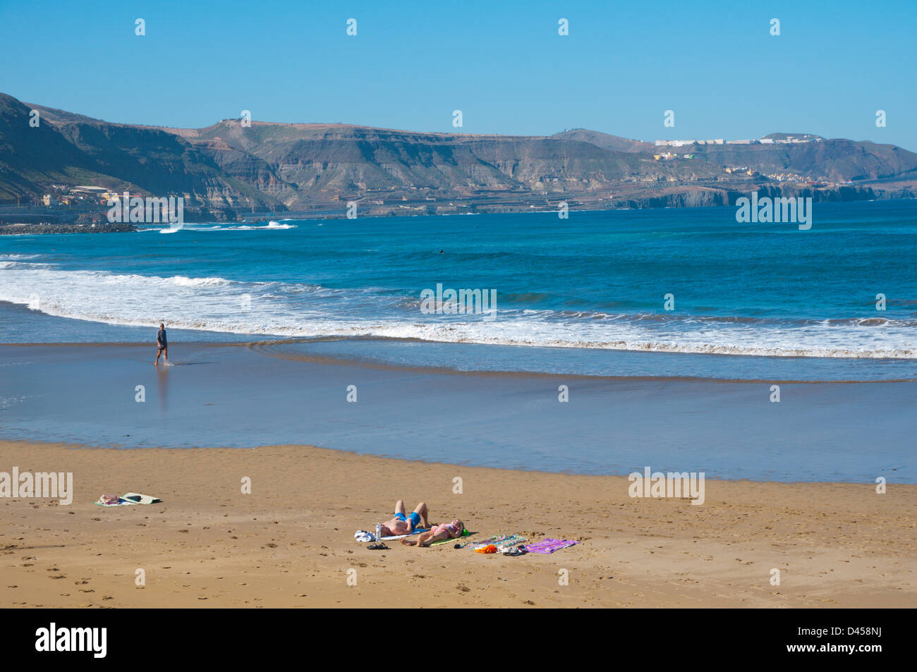 Playa de las Canteras, district de Santa Catalina Las Palmas de Gran Canaria island les Îles Canaries Espagne Europe Banque D'Images