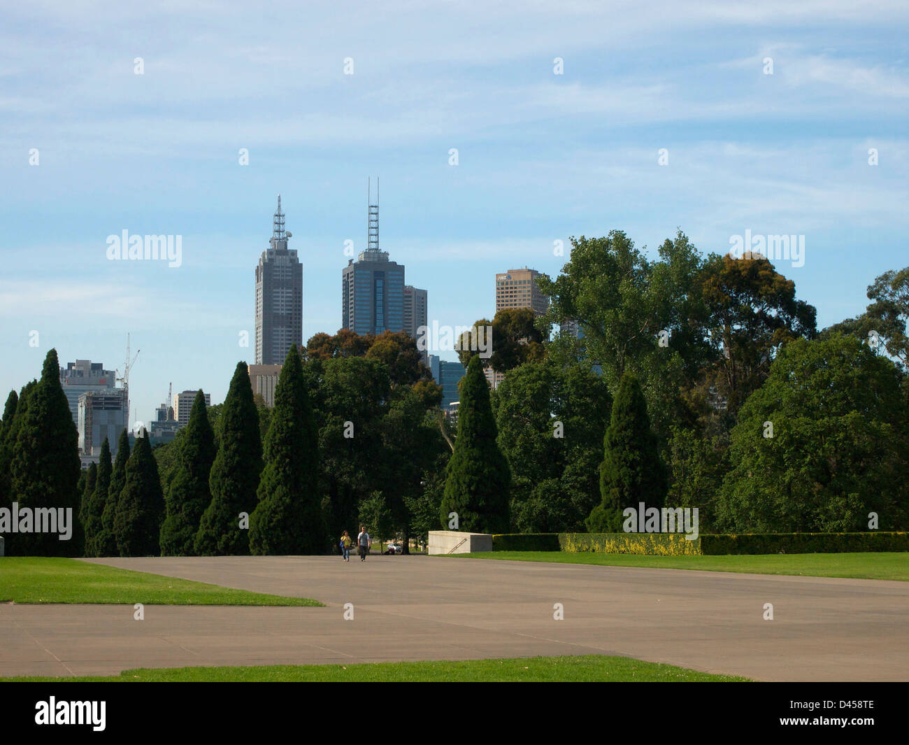 La ville vue du culte du souvenir à Melbourne, Australie Banque D'Images
