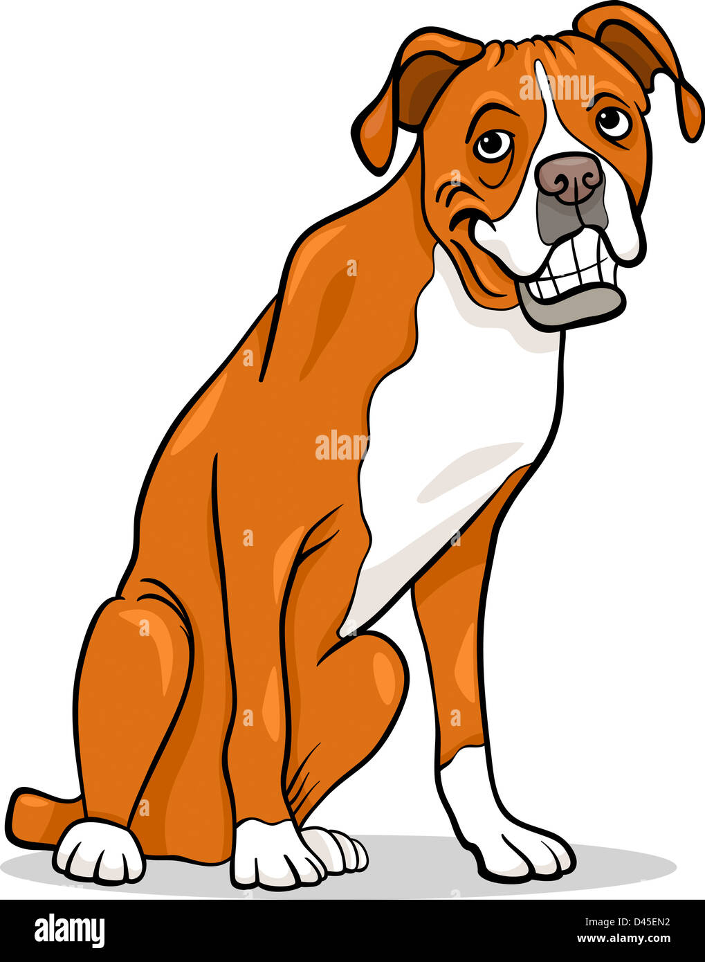 Cartoon Illustration de Funny Boxer chien de race pure Banque D'Images