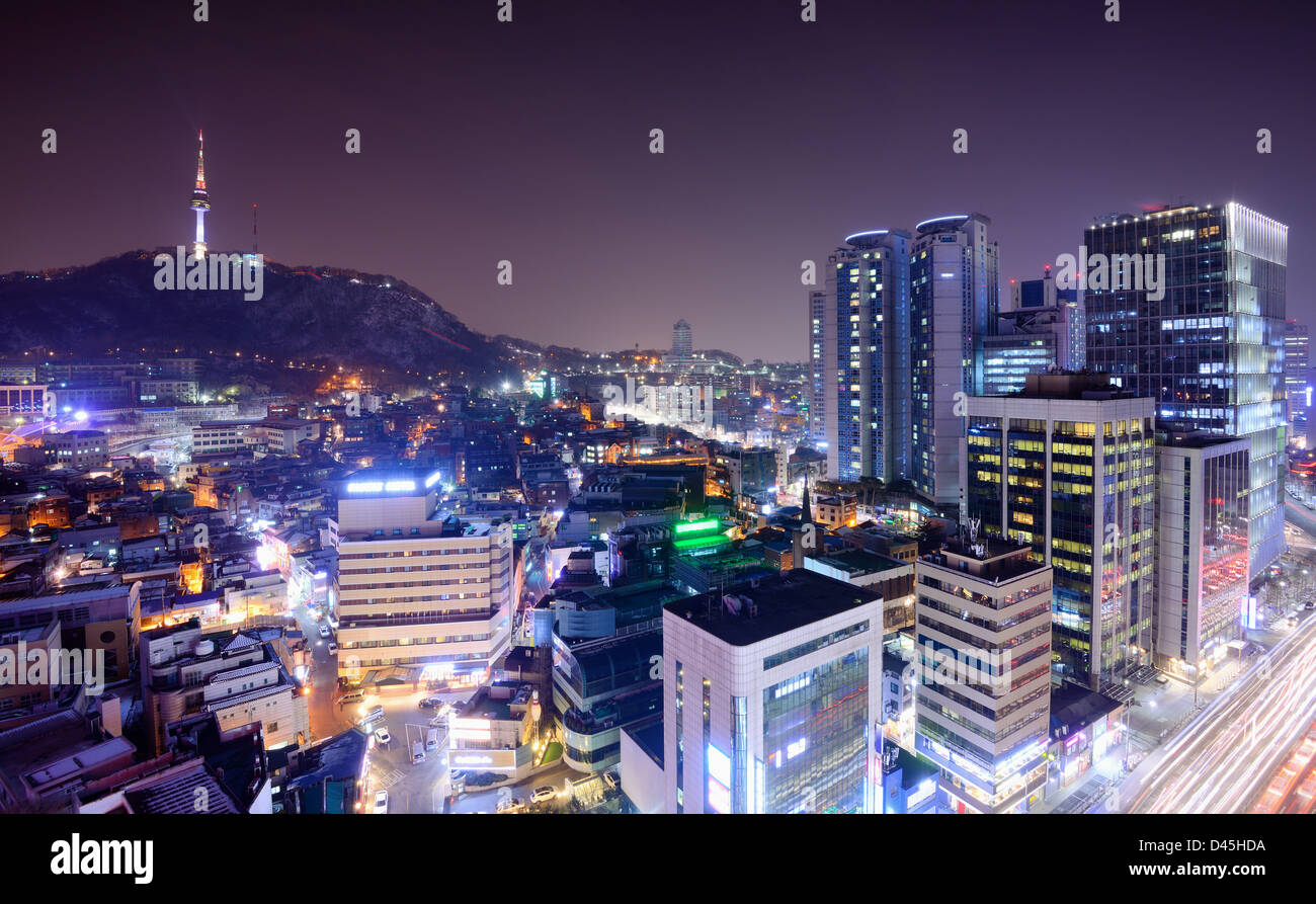 Vue de La Tour N de Séoul et la ville de Séoul, Corée du Sud. Banque D'Images