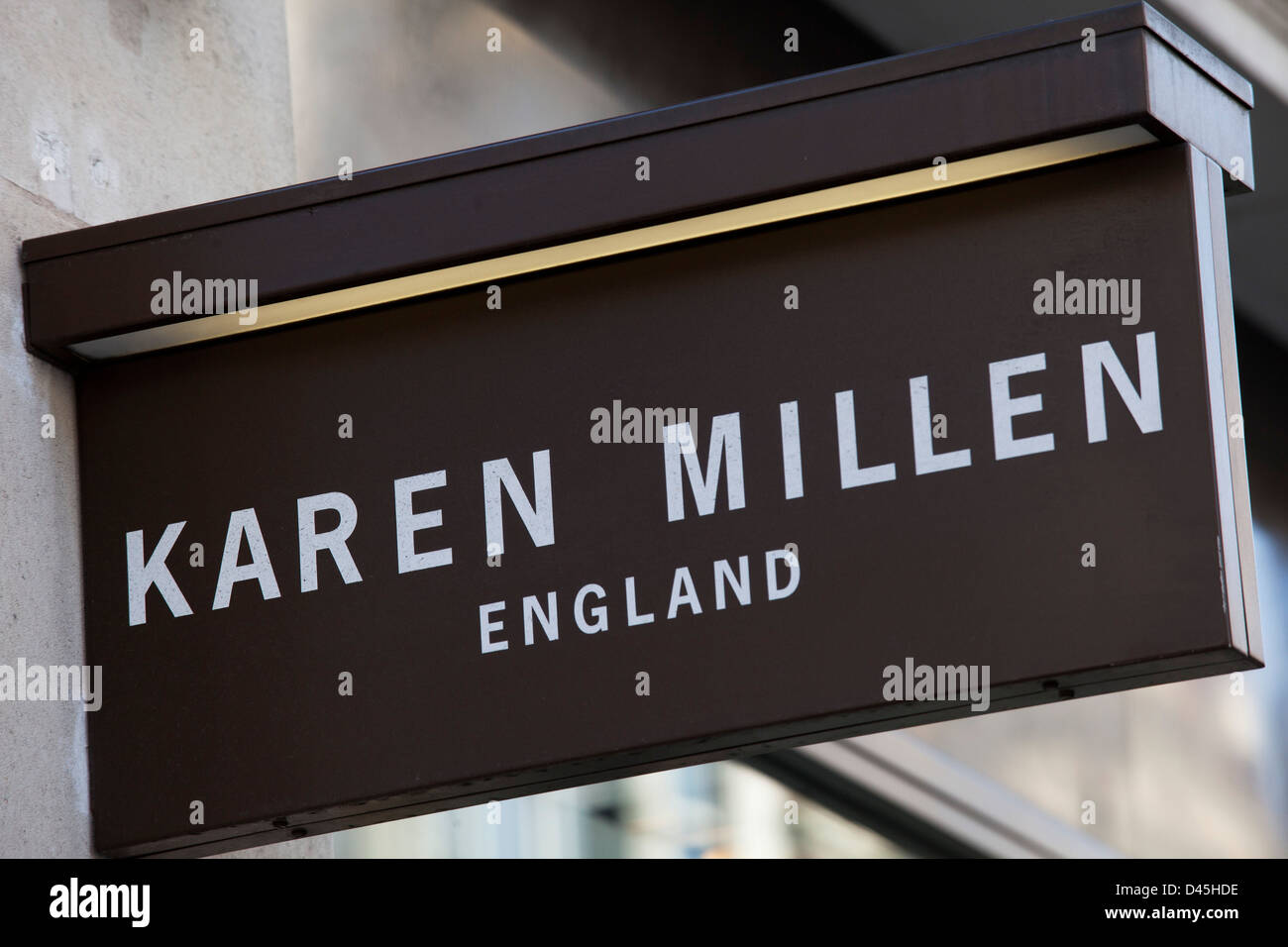 Signe pour des vêtements de marque magasin Karen Millen. Banque D'Images