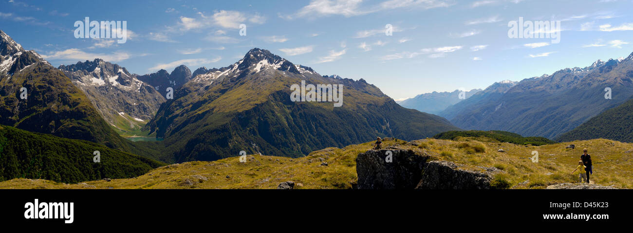 Vues et sites le long de la route, le sommet touche diviser, Fiordland National Park, près de Te Anau, Southland, Nouvelle-Zélande Banque D'Images