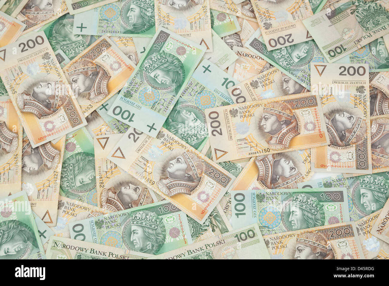 Pologne dissous devise (cent et deux cents) en arrière-plan Banque D'Images