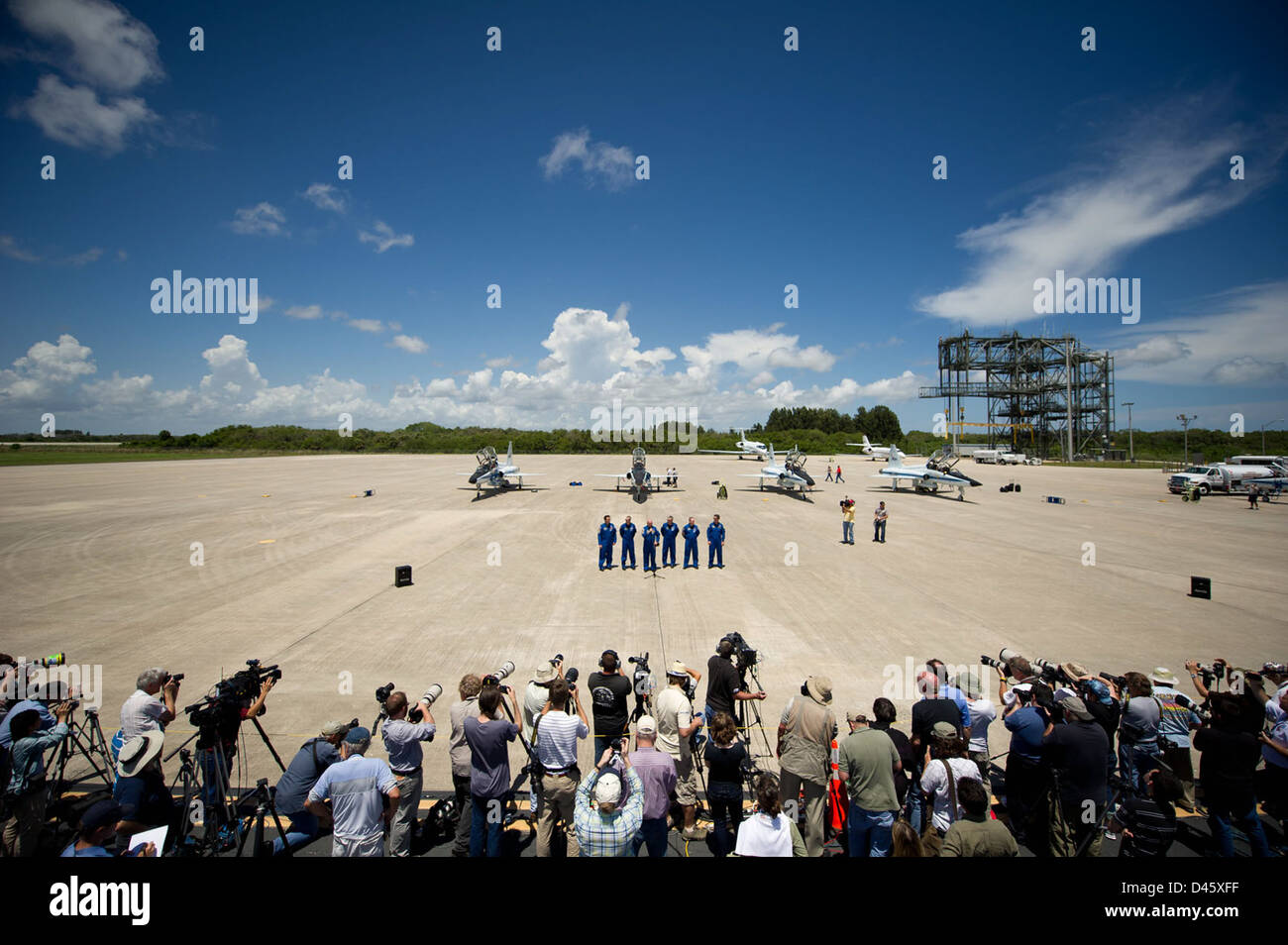 L'arrivée de l'équipage STS-134 (201104260006HQ) Banque D'Images