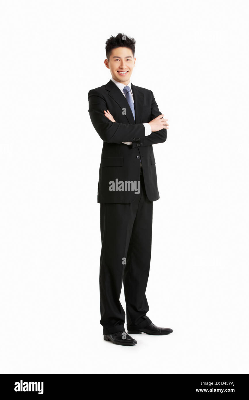 Studio pleine longueur Portrait d'homme d'affaires chinois Banque D'Images