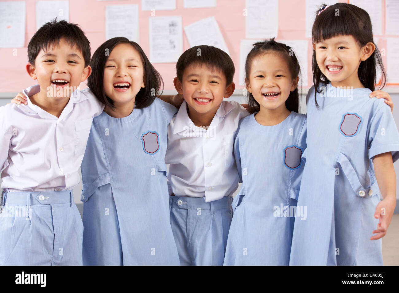 Le portrait des élèves de classe de l'école chinoise Banque D'Images