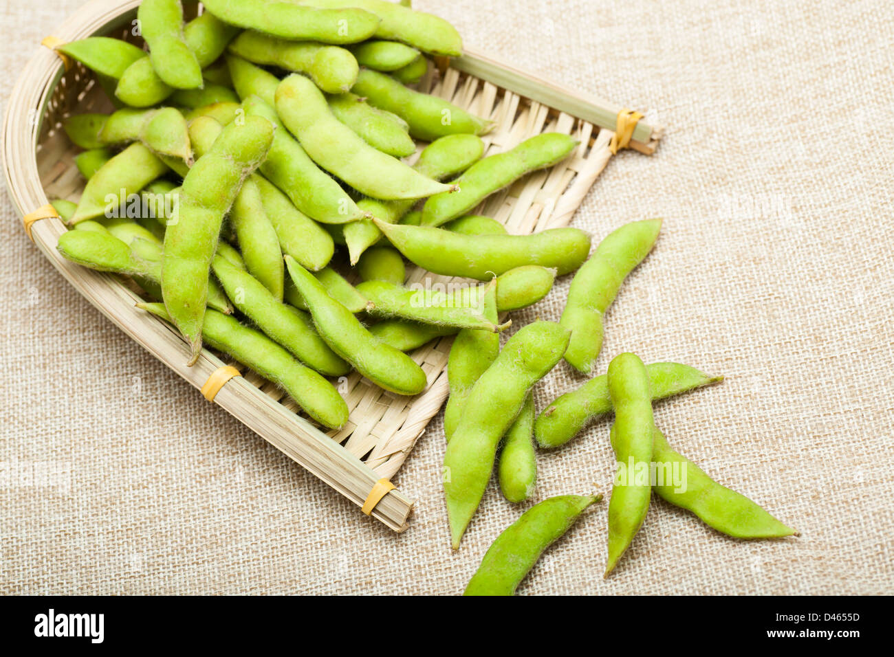 Soja vert sur fond de toile Banque D'Images