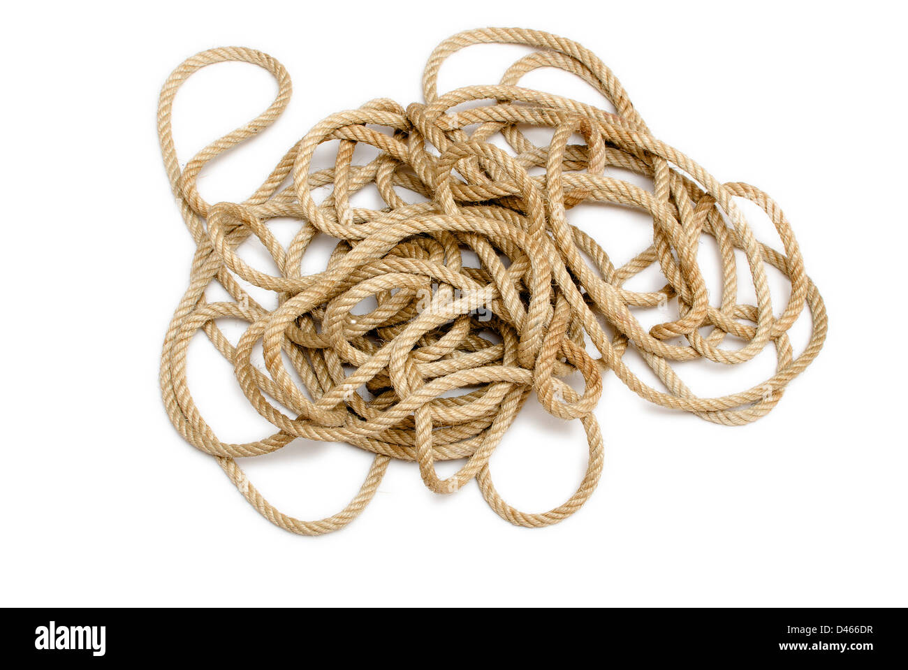Corde Mess against white background Banque D'Images
