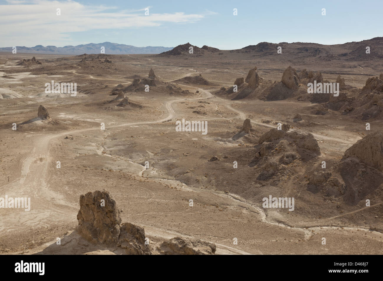 Vue aérienne de la Trona Pinnacles, California desert National Conservation Area Banque D'Images