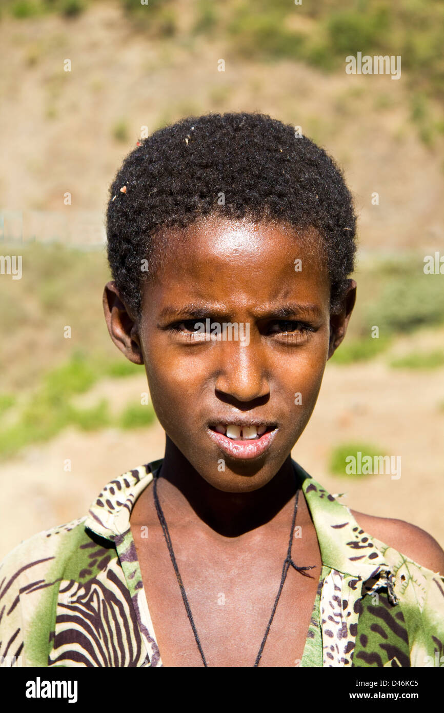Garçon éthiopien, le nord de l'Éthiopie, l'Afrique Banque D'Images
