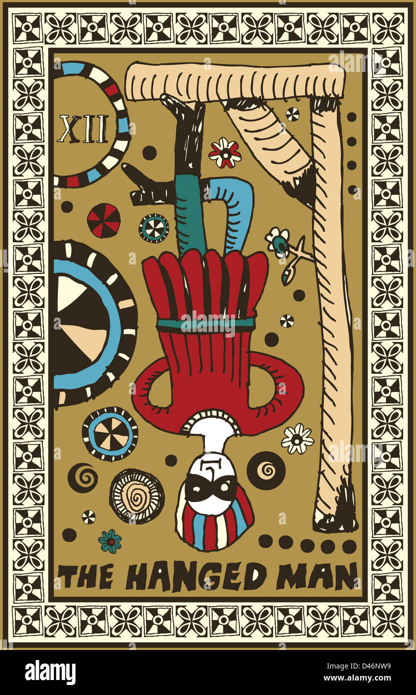 La main de tarot, arcanes majeurs, le Pendu Banque D'Images